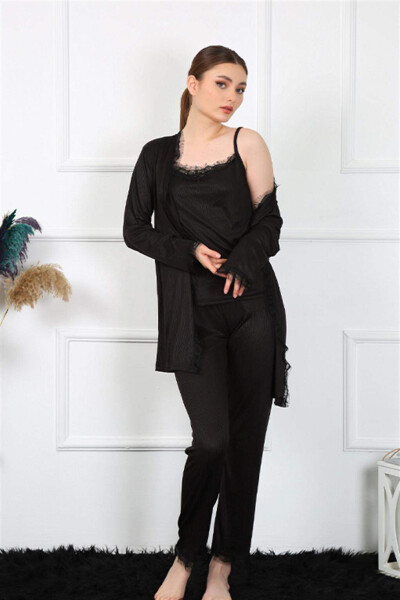 Women's 3-Piece Black Robe Set 16108 - 6