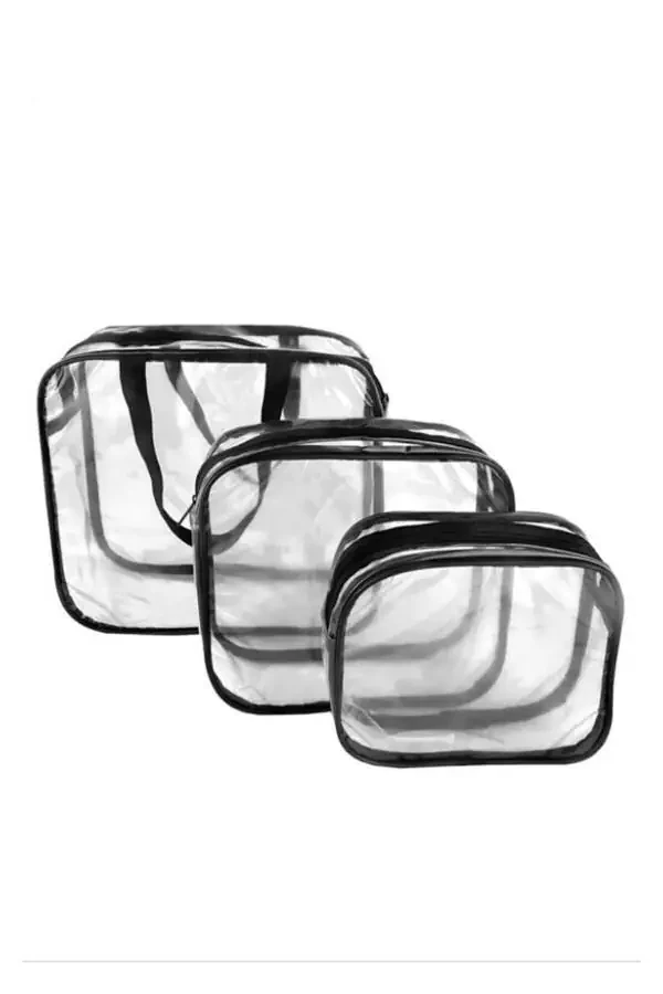 Women's 3 Piece Clear Travel Makeup Bag Transparent Makeup Bag - 2