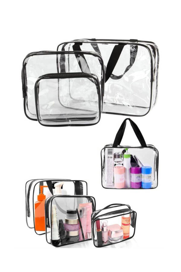 Women's 3 Piece Clear Travel Makeup Bag Transparent Makeup Bag - 1