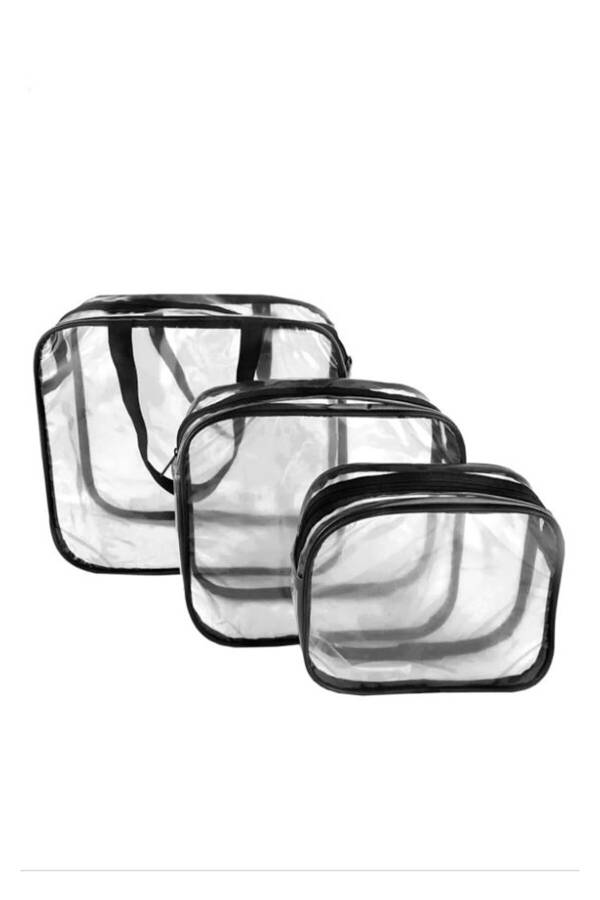 Women's 3 Piece Clear Travel Makeup Bag Transparent Makeup Bag - 2