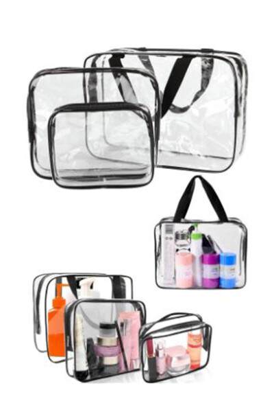 Women's 3 Piece Clear Travel Makeup Bag Transparent Makeup Bag - 5