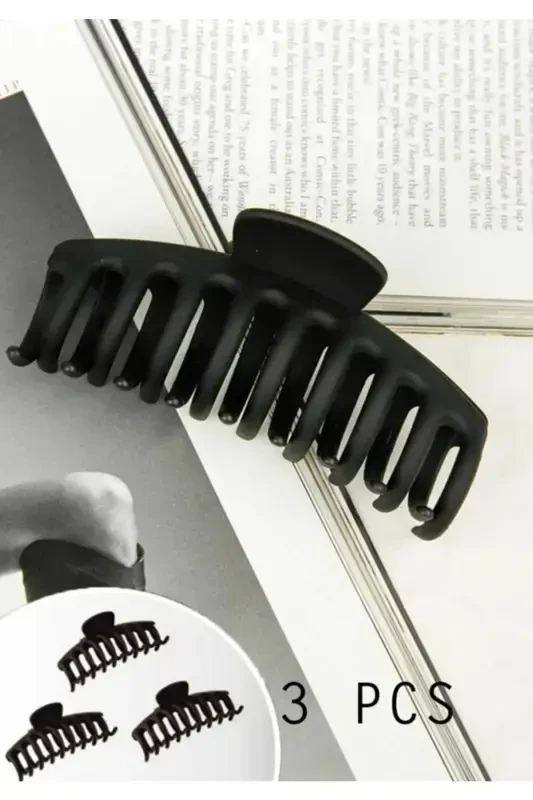 Women's 3-Piece Colorful XL Claw Clip Set (Colorful Claw Hair Clip 11 Cm)-blackh1 - 2