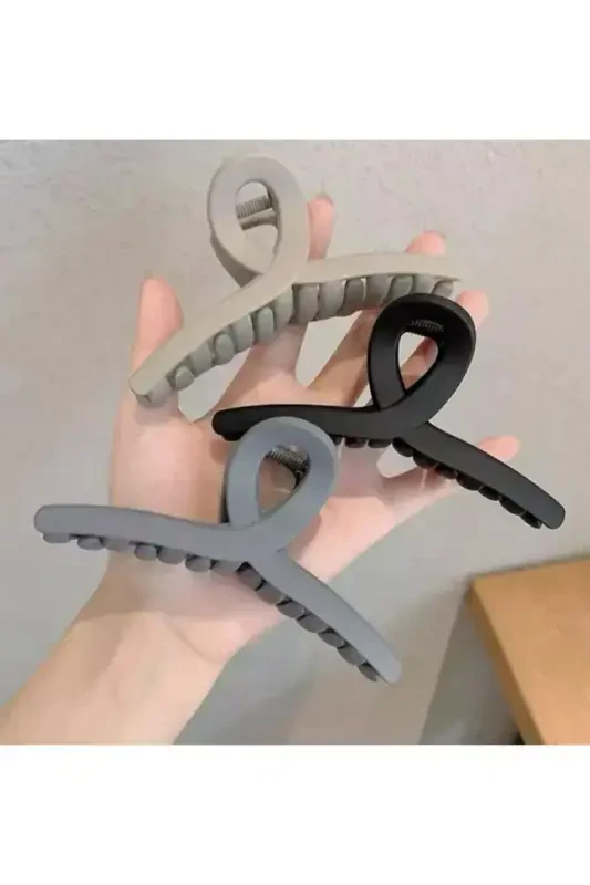 Women's 3-Piece Grey Claw Clip Set-Grey - MONALISA