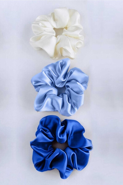 Women's 3-Piece Satin Hair Elastic Scrunchie Set - 1