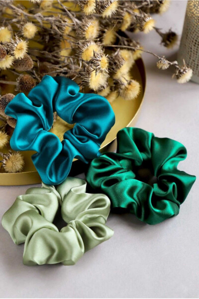 Women's 3-Piece Satin Hair Tie Set - 3