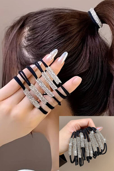 Women's 3-Piece Zircon Stone Elastic Hair Tie Set - 1