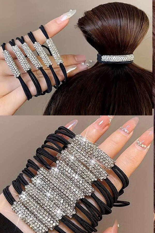 Women's 3-Piece Zircon Stone Elastic Hair Tie Set - 2