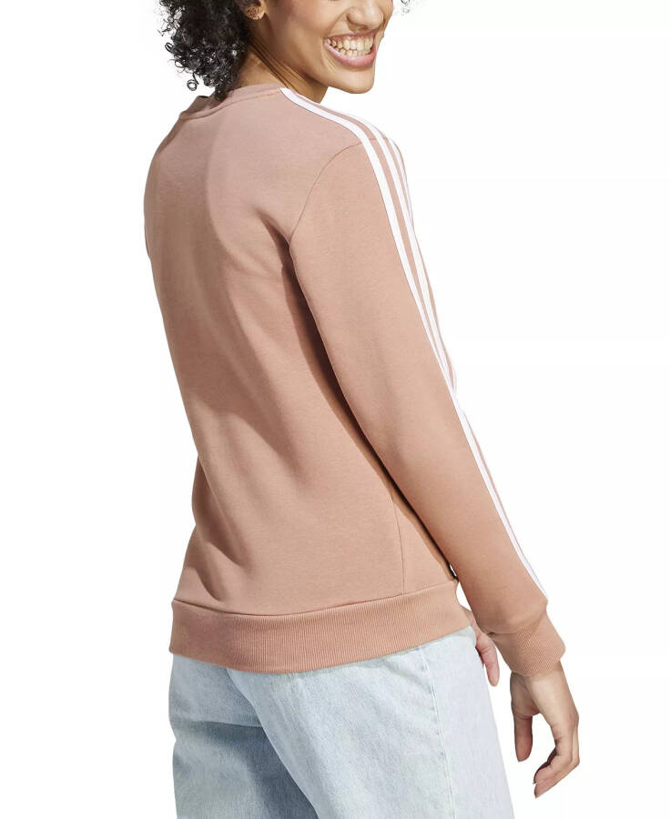 Women's 3-Stripe Cotton Fleece Crewneck Sweatshirt Clay Strata/Clear Pink - 2