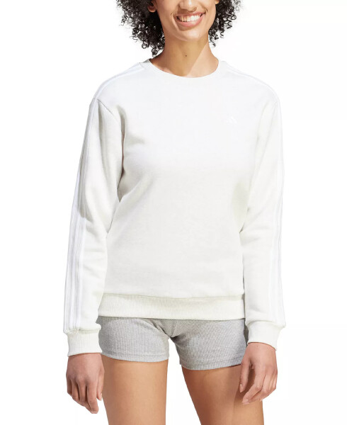 Women's 3-Stripe Cotton Fleece Crewneck Sweatshirt Off White Mel/white - 1