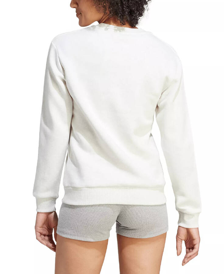 Women's 3-Stripe Cotton Fleece Crewneck Sweatshirt Off White Mel/white - 2