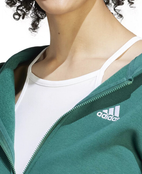 Women's 3-Stripe Cotton Fleece Full-Zip Hoodie Sweatshirt Collegiate Green/white - 3