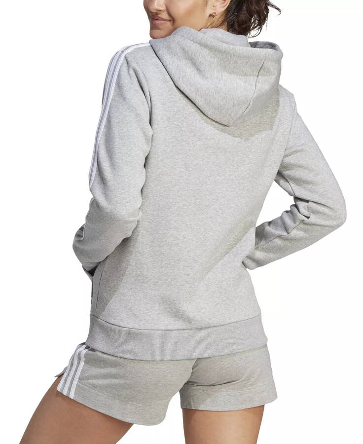 Women's 3-Stripe Cotton Fleece Full-Zip Hoodie Sweatshirt Medium Grey Heather/white - 2