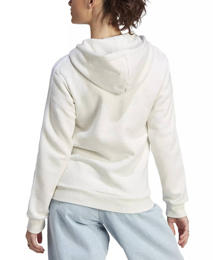 Women's 3-Stripe Cotton Fleece Full-Zip Hoodie Sweatshirt Off White Mel/white - 2