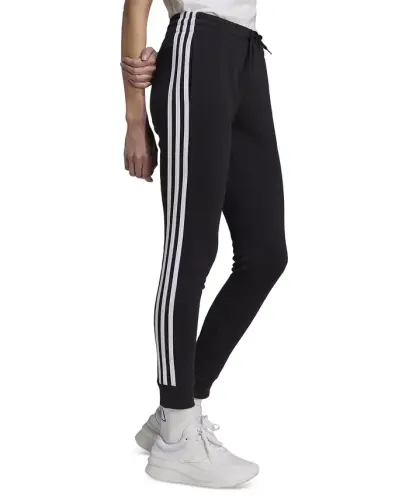 Women's 3-Stripe Cotton Fleece Sweatpant Jogger-Black/white - 3