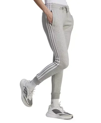 Women's 3-Stripe Cotton Fleece Sweatpant Jogger-Medium Grey Heather/white - 3