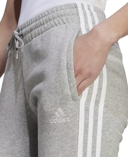 Women's 3-Stripe Cotton Fleece Sweatpant Jogger-Medium Grey Heather/white - 4
