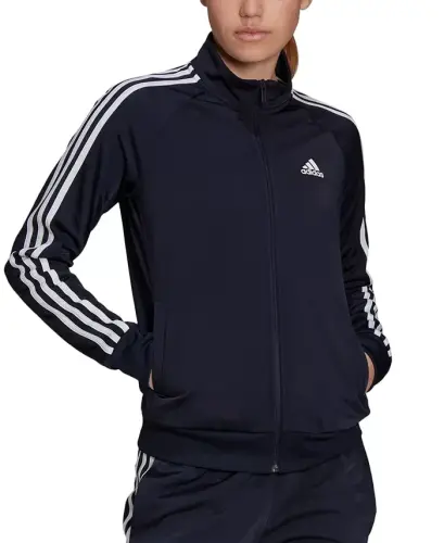 Women's 3-Stripe Tricot Track Jacket, XS-4X-Navy - 3