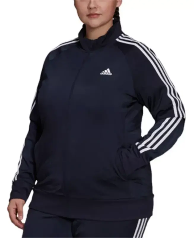 Women's 3-Stripe Tricot Track Jacket, XS-4X-Navy - 4