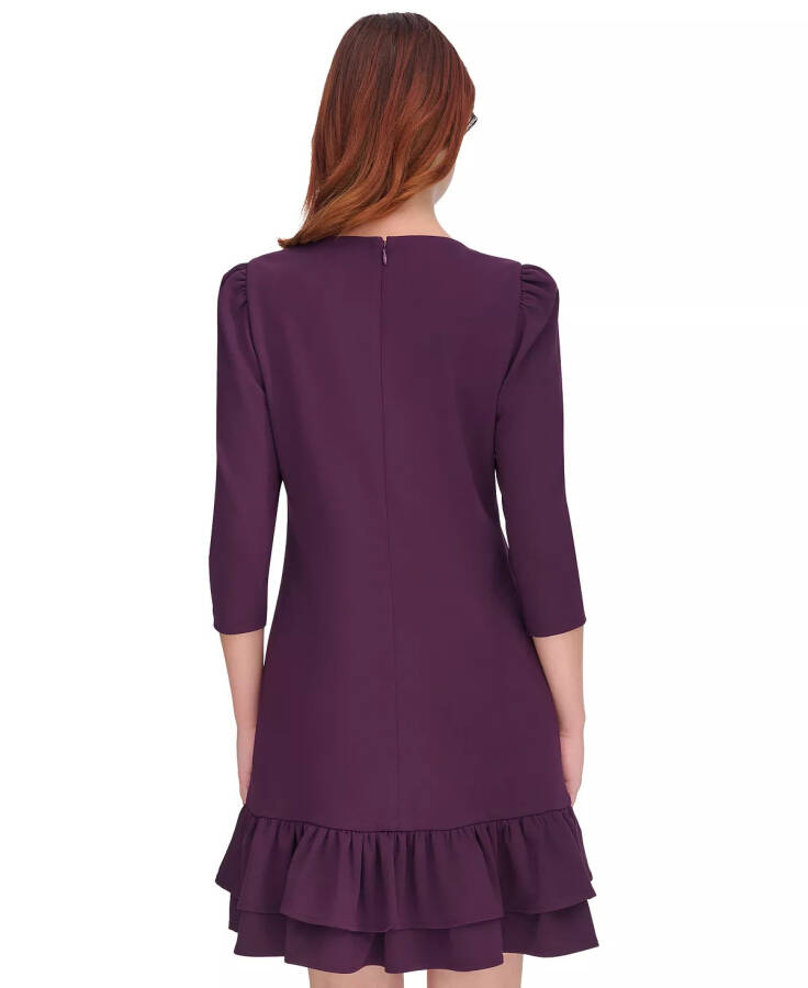 Women's 3/4-Sleeve Ruffled-Hem Dress Aubergine - 2