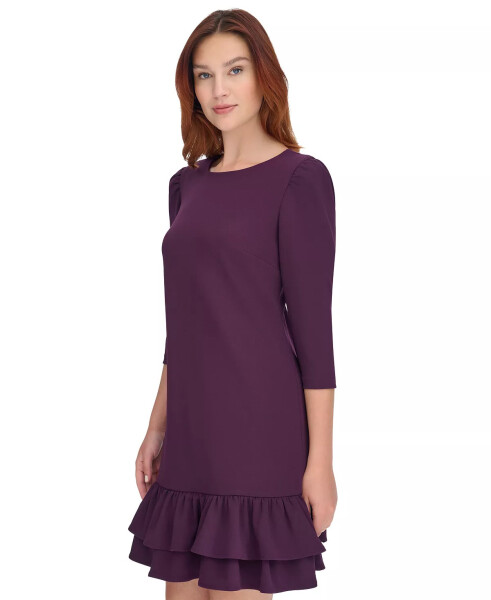 Women's 3/4-Sleeve Ruffled-Hem Dress Aubergine - 5