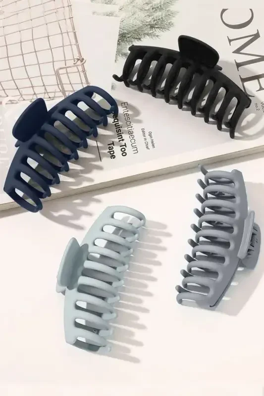 Women's 4-Piece Colorful Xl Claw Clip Set-GRAY - MIOART