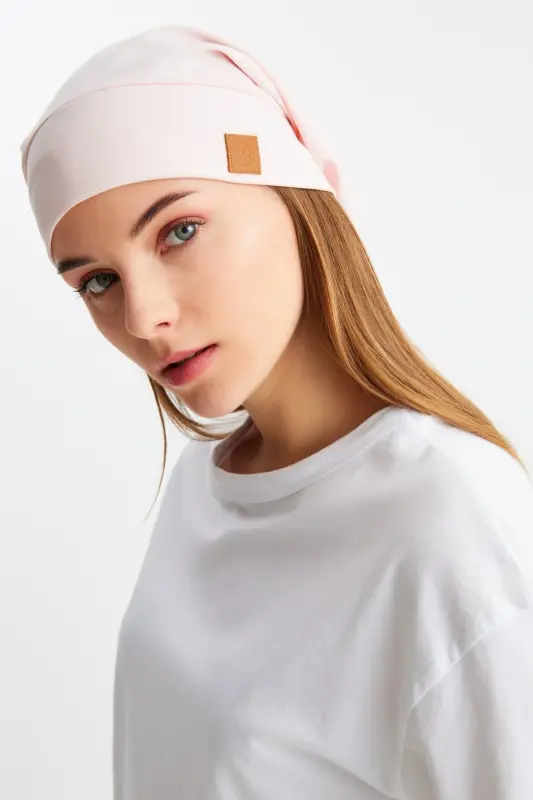 Women's 4 Seasons Cotton, Flexible, Ultra Soft Lightweight, Non-Sweat, Knitted Detail Jersey Hat-Powder - 1