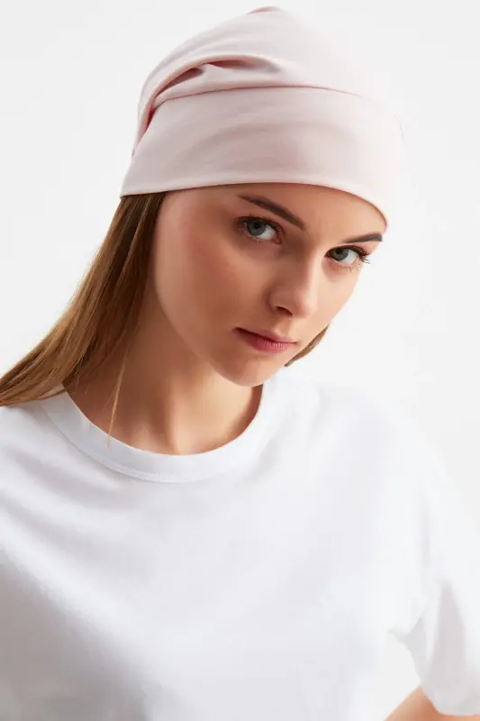 Women's 4 Seasons Cotton, Flexible, Ultra Soft Lightweight, Non-Sweat, Knitted Detail Jersey Hat-Powder - 3