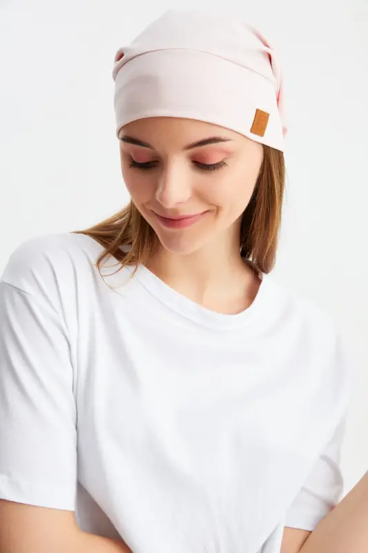 Women's 4 Seasons Cotton, Flexible, Ultra Soft Lightweight, Non-Sweat, Knitted Detail Jersey Hat-Powder - 4