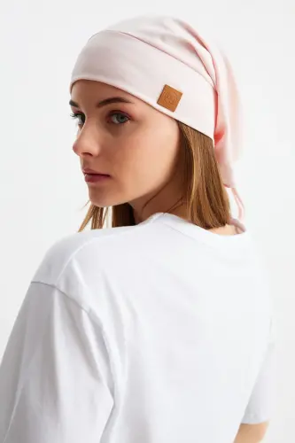 Women's 4 Seasons Cotton, Flexible, Ultra Soft Lightweight, Non-Sweat, Knitted Detail Jersey Hat-Powder - 5