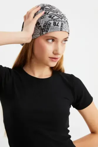 Women's 4 Seasons Cotton, Flexible, Ultra Soft Lightweight, Sweat-Proof, Yarn Detailed Knitted Hat-Gray Pattern - 4