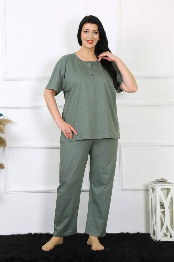 Women's 5XL-6XL-7XL-8XL Plus Size Green Short Sleeve Pajama Set 75012 - 9