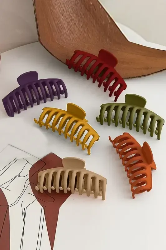 Women's 6-Color XL Claw Clip Set (COLORED CLAW HAIR CLIP 11 CM)-COLORS - 1