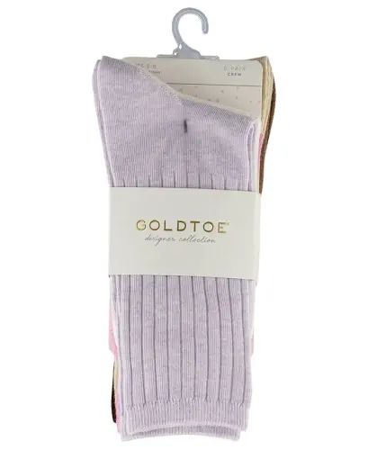 Women's 6-Pack Casual Ribbed Crew Socks - Assortment 8 - 3