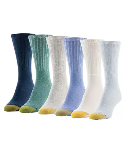 Women's 6-Pack Casual Ribbed Crew Socks - Assortment 9 - 1