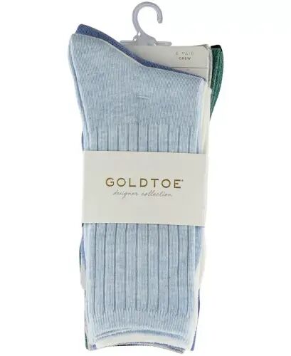 Women's 6-Pack Casual Ribbed Crew Socks - Assortment 9 - 3