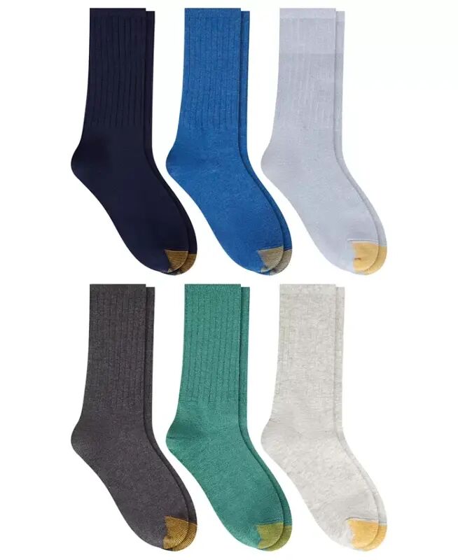 Women's 6-Pack Casual Ribbed Crew Socks - Assortment 9 - 6