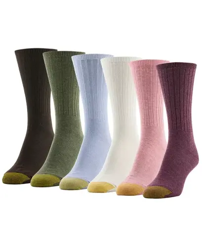 Women's 6-Pack Casual Ribbed Crew Socks - Plum/ Mauve/ Olive Pk - 1
