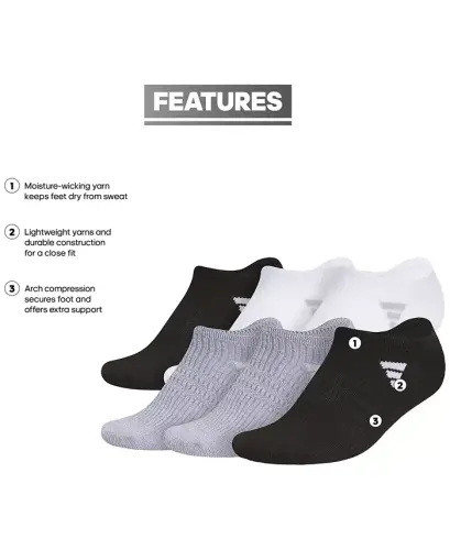 Women's 6-Pk. Superlite 3.0 No Show Socks - Black/Light Grey/White - 6