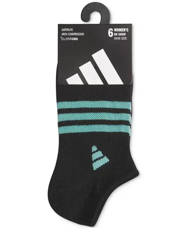 Women's 6-Pk. Superlite 3.0 No Show Socks - Black/powder Teal Green/blue Fusion - 2