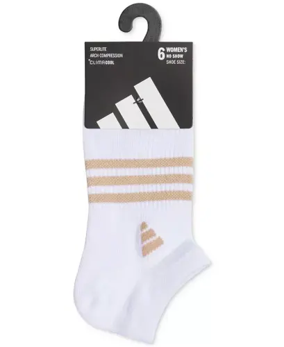 Women's 6-Pk. Superlite 3.0 No Show Socks - White/warm Sandstone Beige/preloved Teal Green - 2