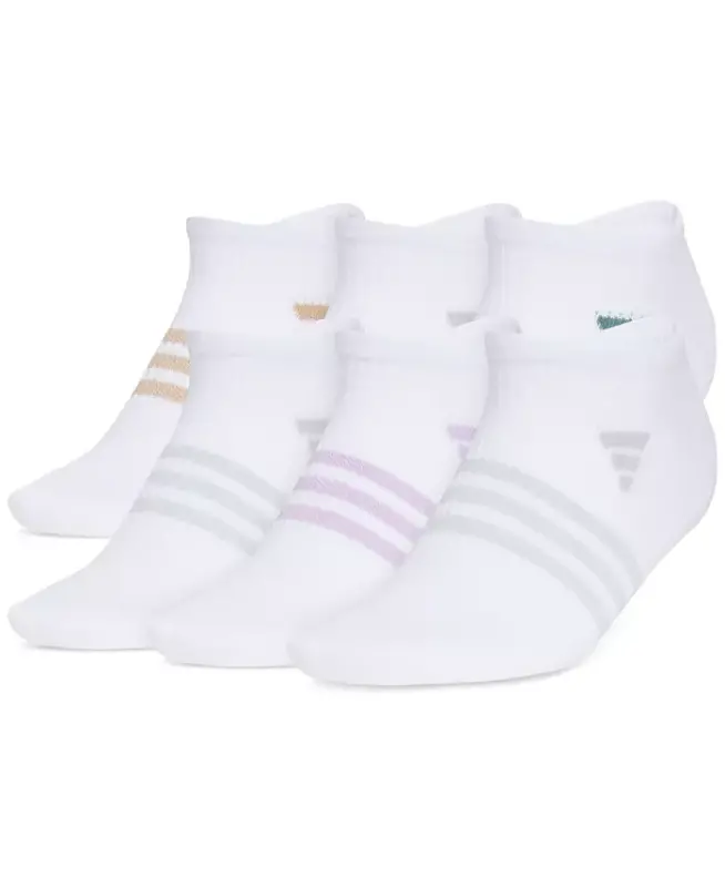 Women's 6-Pk. Superlite 3.0 No Show Socks - White/warm Sandstone Beige/preloved Teal Green - ADIDAS