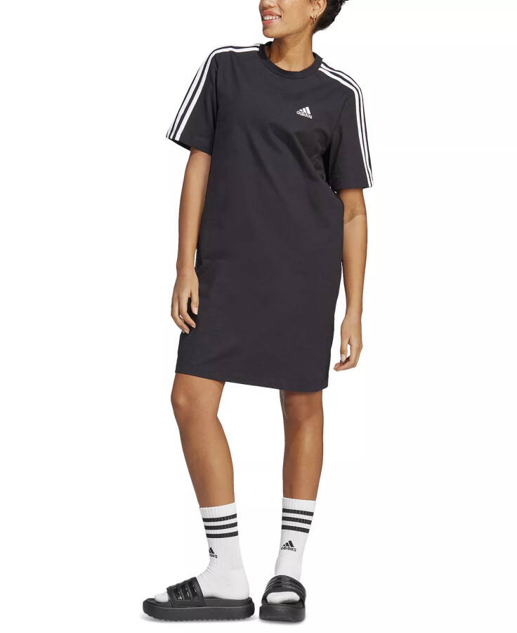 Women's Active Essentials 3-Stripes Single Jersey Boyfriend Tee Dress Black - 1