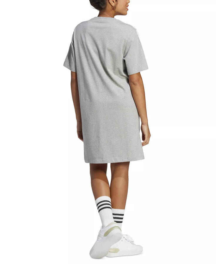 Women's Active Essentials 3-Stripes Single Jersey Boyfriend Tee Dress Medium Grey Heather/white - 2