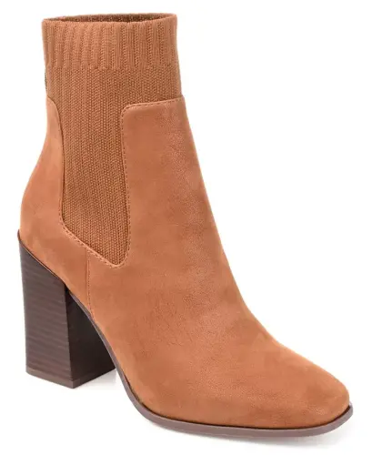 Women's Adalia Knit Block Heel Booties - Cognac - 1