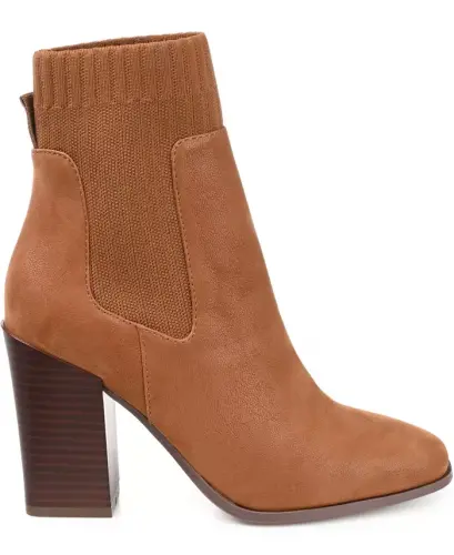 Women's Adalia Knit Block Heel Booties - Cognac - JOURNEE COLLECTION (1)