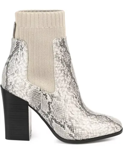 Women's Adalia Knit Block Heel Booties-Snake - 2