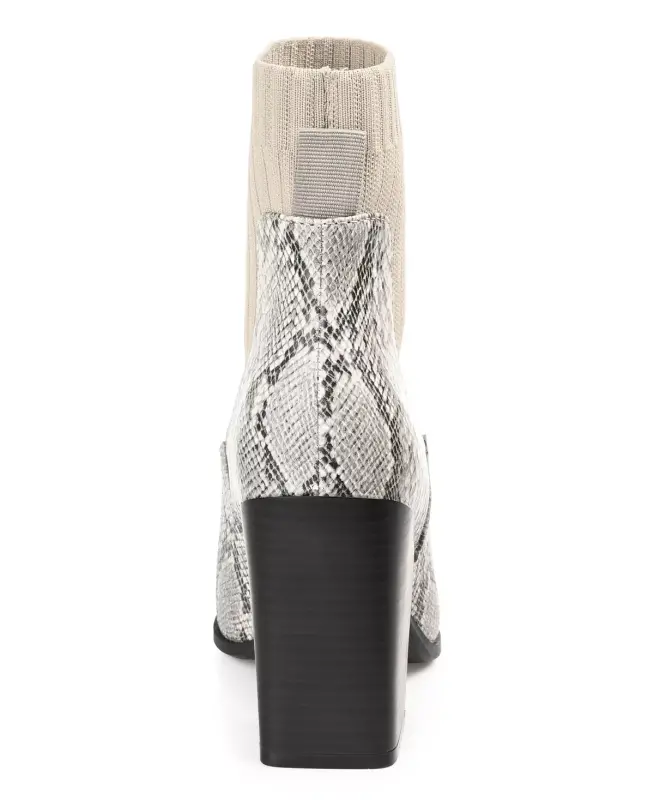 Women's Adalia Knit Block Heel Booties-Snake - 3