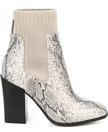 Women's Adalia Knit Block Heel Booties-Snake - JOURNEE COLLECTION (1)