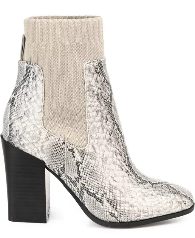 Women's Adalia Knit Block Heel Booties-Snake - 2
