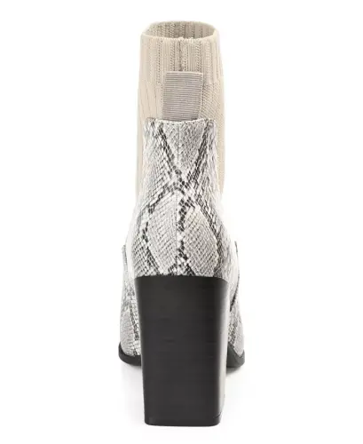 Women's Adalia Knit Block Heel Booties-Snake - 3